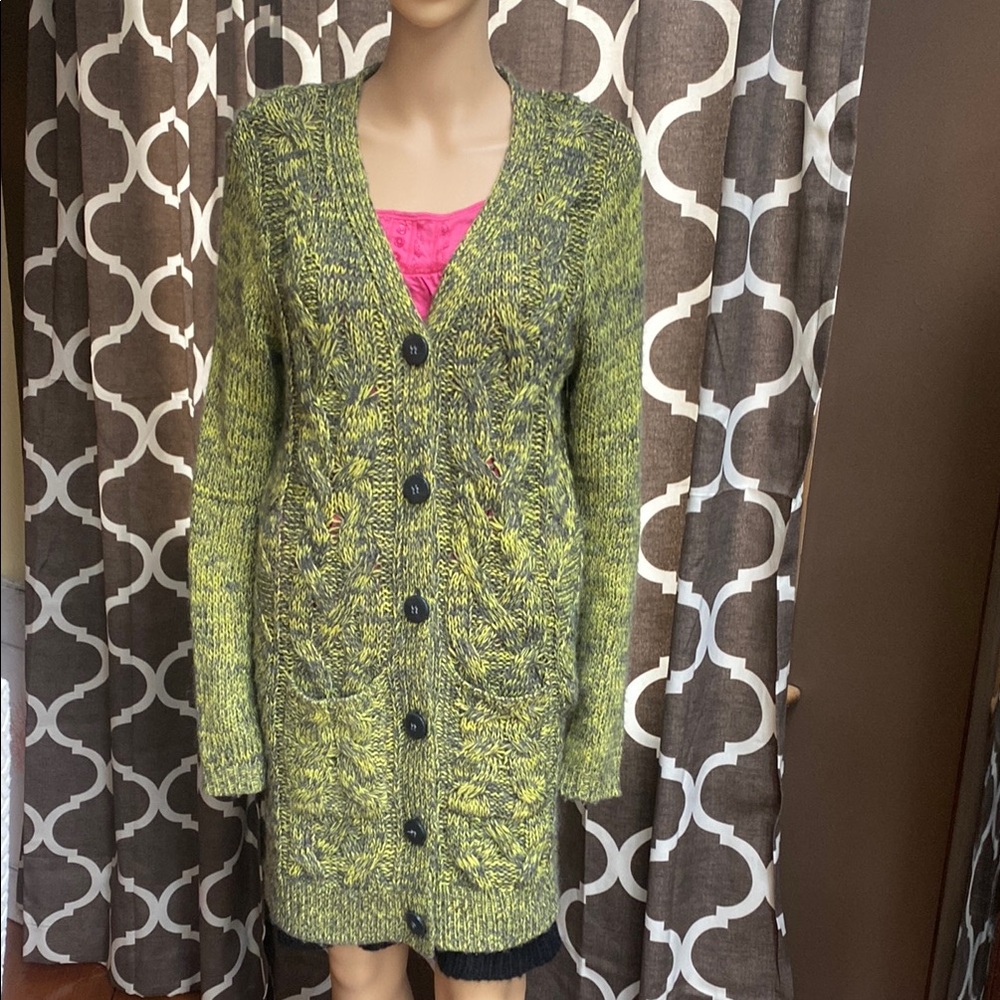 Women's Green Cardigan Sweater